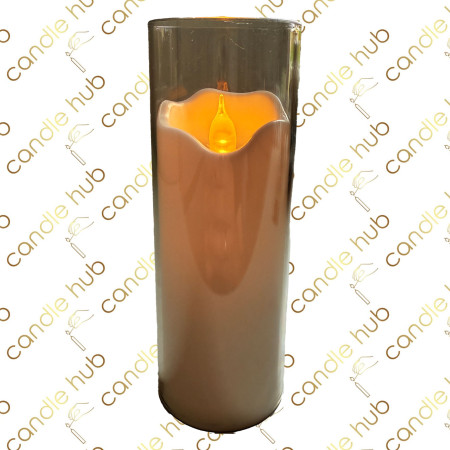 Свічка LED C563 (GC704) вис.-15см. д.-5,5см. тепле біле мигаюче світло в задимленому стакані (бат.в комп. 2хАА) (12уп/ящ) а12 Свічка LED C563 (GC704) вис.-15см. д.-5,5см. тепле біле мигаюче світло в задимленому стакані (бат.в комп. 2хАА) (12уп/ящ) а12