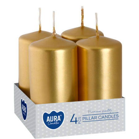 Свічка циліндр перламутрова золота sw40/80-213 (12шт/уп) а4