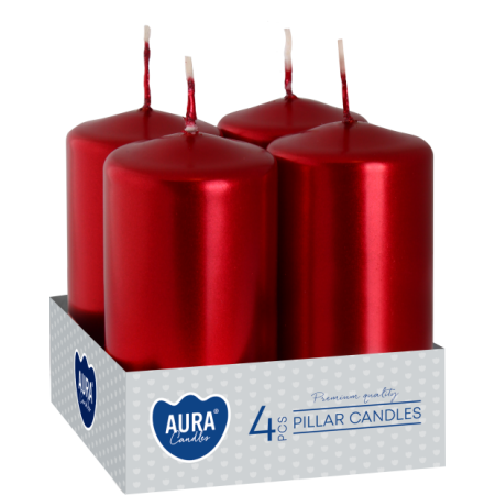 Свічка циліндр перламутрова червона sw40/80-230 (12шт/уп) а4