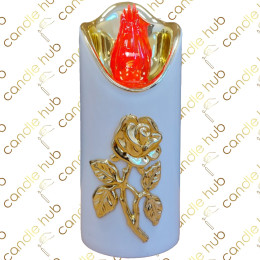 Свічка LED RICO біла з квіткою 12,5см C1/25/LUXbiala (6уп/ящ) а12 Свічка LED RICO біла з квіткою 12,5см C1/25/LUXbiala (6уп/ящ) а12