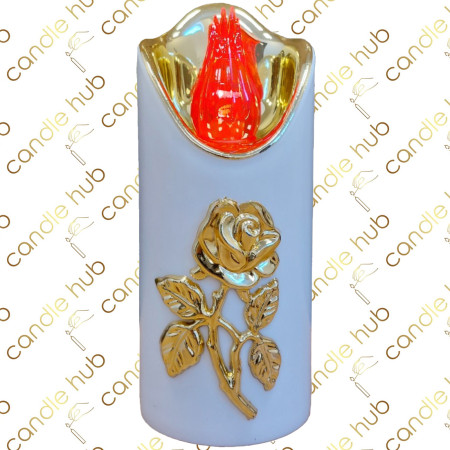 Свічка LED RICO біла з квіткою 12,5см C1/25/LUXbiala (6уп/ящ) а12 Свічка LED RICO біла з квіткою 12,5см C1/25/LUXbiala (6уп/ящ) а12