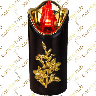 Свічка LED RICO чорна з квіткою 12,5см C4/25/LUXczarna (6уп/ящ) а12