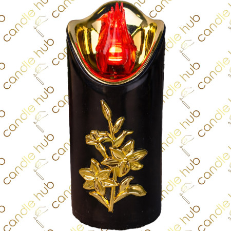 Свічка LED RICO чорна з квіткою 12,5см C4/25/LUXczarna (6уп/ящ) а12 Свічка LED RICO чорна з квіткою 12,5см C4/25/LUXczarna (6уп/ящ) а12